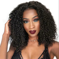African Short Curly Wig with Middle Parting