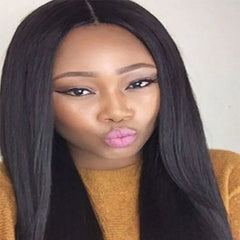 Black Long Straight WIG with Middle Part, Heat-Resistant