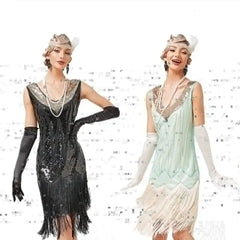 V-neck Tassel Vintage Dress in European and American Style