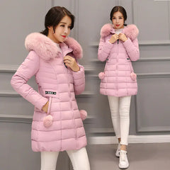 2018 Women's Long Winter Coat with Fur Collar