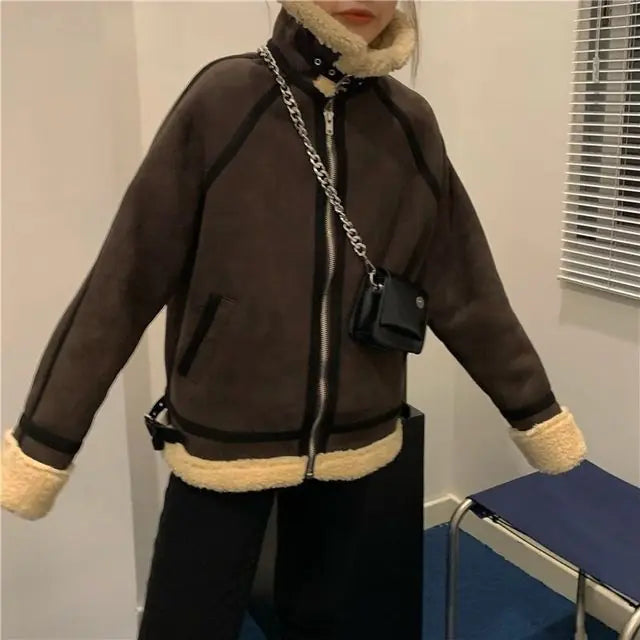 Women's Vintage Patchwork Stand Collar Winter Parka