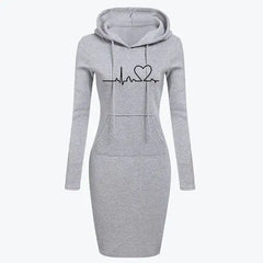Autumn Winter Women's Long-Sleeved Hoodie Dress
