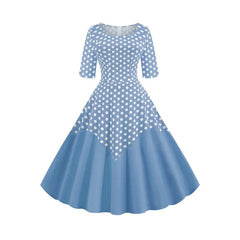 Vintage Style Plus Size Polka Dot Midi Dress
