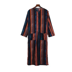 Middle Eastern Men's Long Sleeve Striped Robe