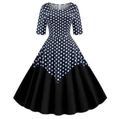 Vintage Style Plus Size Polka Dot Midi Dress