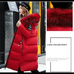 Girls' Cotton Padded Winter Coat with Fur Collar