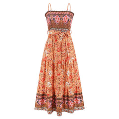 2023 Summer Vintage Floral Backless Maxi Dress