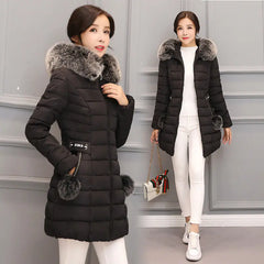 2018 Women's Long Winter Coat with Fur Collar