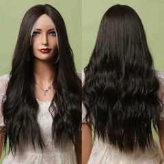 Women's Long Curly Wig with Front Lace Middle Part