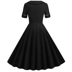 Vintage Button Puff Dress for Autumn and Winter