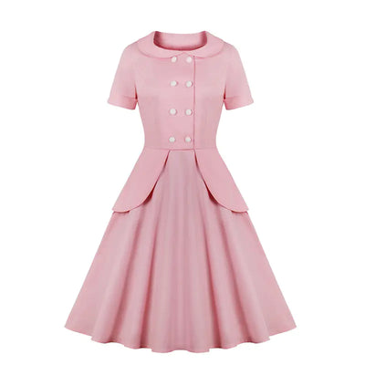 2020 Vintage Doll Collar Short Sleeve Dress