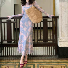 Vintage Floral Print Dress for Women