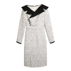 Vintage Waist-Defined Woolen Dress