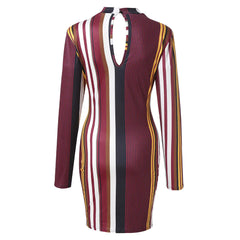 Striped Long Sleeve Bodycon Dress