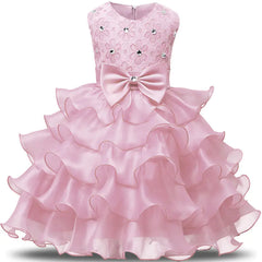 Girls' Sleeveless Princess Dress with Bow (Cake Dress)