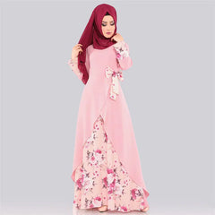 Muslim Women's Printed Patchwork Long Dress (Middle East)