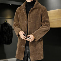 Men's Thick Double-sided Velvet Mid-length Winter Coat