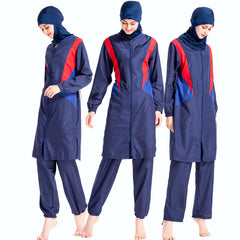 Plus Size Color Block Zip Middle Eastern Women's Swimwear