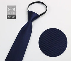 Black Men's Tie - Blue Striped Business Zipper Tie