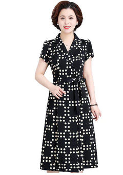 Vintage High-Waist Chiffon Dress with Side Slit