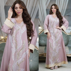 AB330 Fashionable Muslim Abaya with Sequin Embroidery