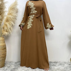 Lace Beaded Muslim Dress for Women