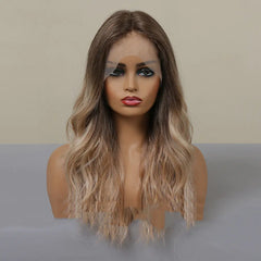 Women's Long Curly Wig with Front Lace Middle Part