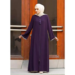 Dubai Turkey Jalabiya Zipper Cardigan Robe