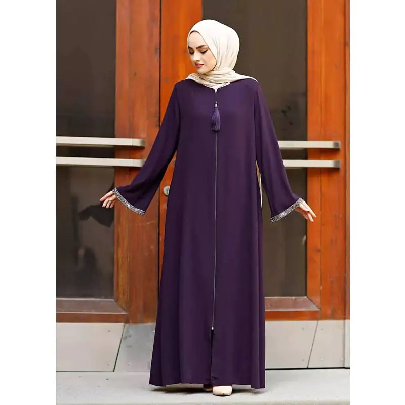 Dubai Turkey Jalabiya Zipper Cardigan Robe