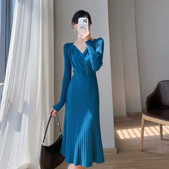 Vintage Knitted Dress for Women's Fashion