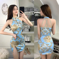 2020 New Vintage Floral Dress with Cheongsam Style