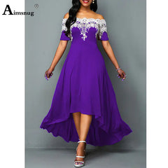 Elegant 5XL Women's Vintage Maxi Dress with Lace Detail