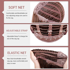 Gradient Red Long Curly Wig with Middle Part