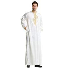 Embroidered Silk Robe with Stand Collar (Middle East)