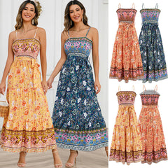 2023 Summer Vintage Floral Backless Maxi Dress