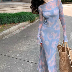 Vintage Floral Print Dress for Women