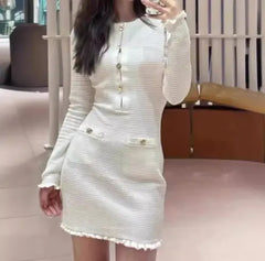 Vintage Short Sleeve Knit Dress for Women
