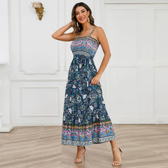 2023 Summer Vintage Floral Backless Maxi Dress