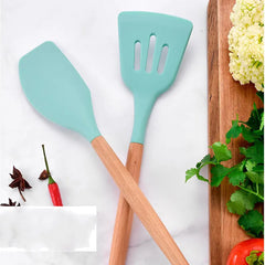 9-Piece Silicone Kitchen Utensil Set with Wood Handle