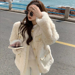 Cocoon Shape Imitation Fur Winter Coat for Women