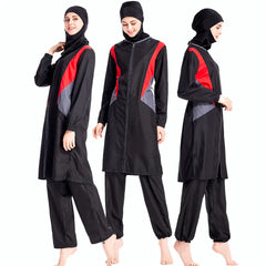 Plus Size Color Block Zip Middle Eastern Women's Swimwear