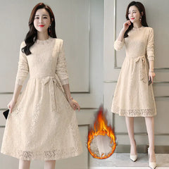 Vintage French Lace Dress with Thickened Lining