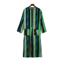 Middle Eastern Men's Long Sleeve Striped Robe