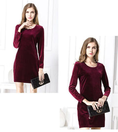 LIVA Velvet Long Sleeve Bodycon Dress