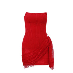 Fashionable Lace Low-Cut Dress for Women in Autumn