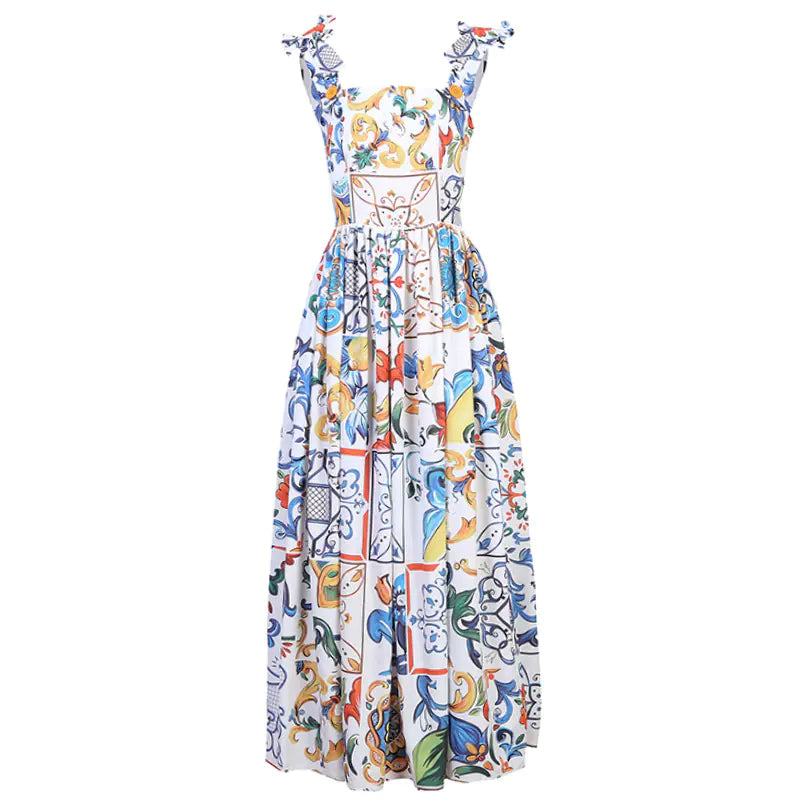 Vintage Palace Blue and White Floral Slip Dress