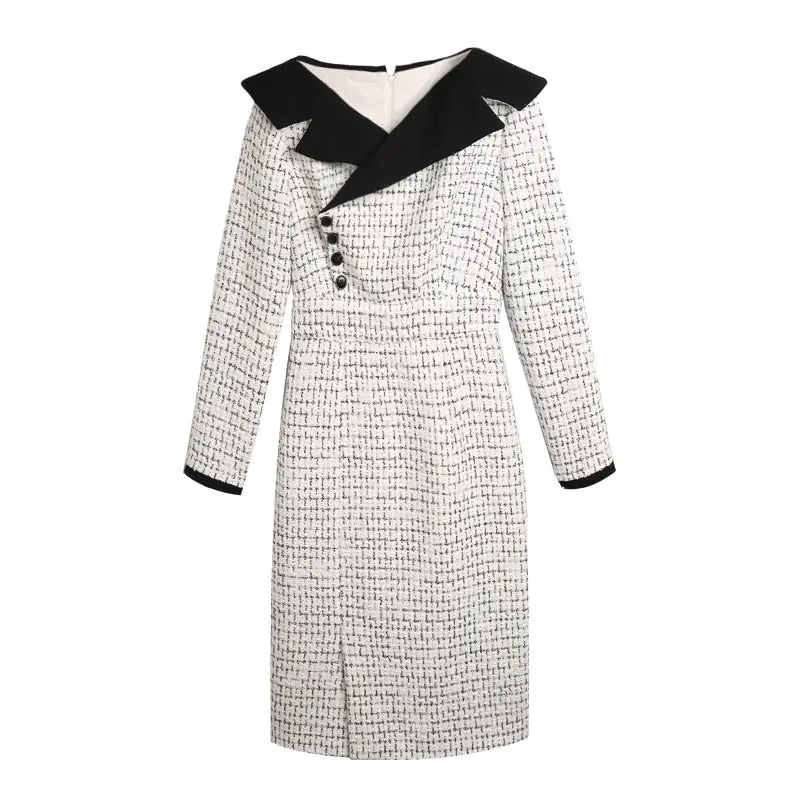 Vintage Waist-Defined Woolen Dress