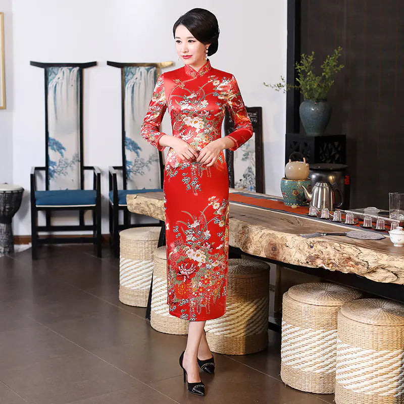Vintage Long Qipao Dress for Plus Size Women