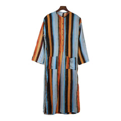 Middle Eastern Men's Long Sleeve Striped Robe