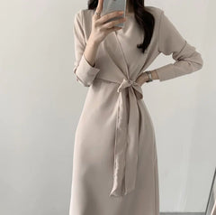 Korean Daejeon Long Slim Fit Vintage Dress for Women